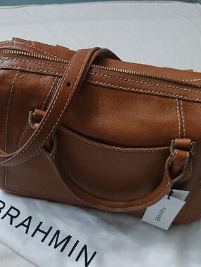 Brahmin Tan Leather MicaelaCoverly Satchel